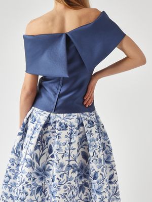 5. Haut femme en tissu effet mikado Bleu Nuit