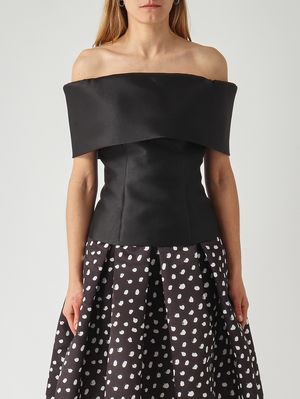 1. Top donna in tessuto effetto mikado Nero