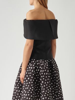 6. Top donna in tessuto effetto mikado Nero