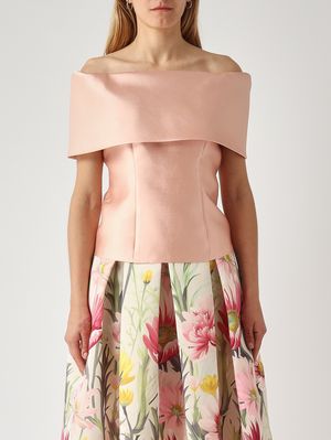1. Haut femme en tissu effet mikado Pêche