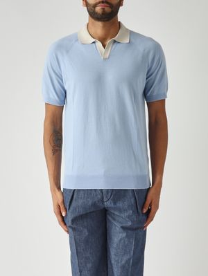 1. Polo uomo in cotone organico Celeste
