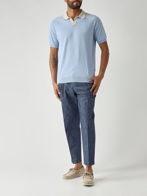 2. Polo uomo in cotone organico Celeste
