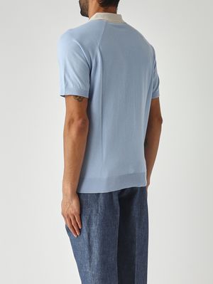 4. Polo uomo in cotone organico Celeste