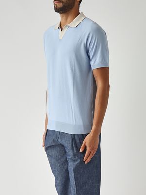 3. Polo uomo in cotone organico Celeste
