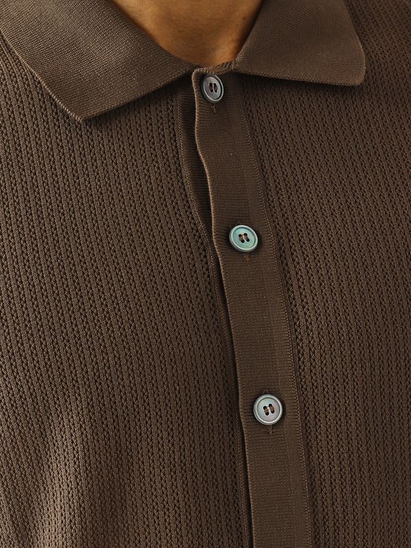 5. Camisa de hombre de algodón fresco Marrón Gran Sasso 5718020611