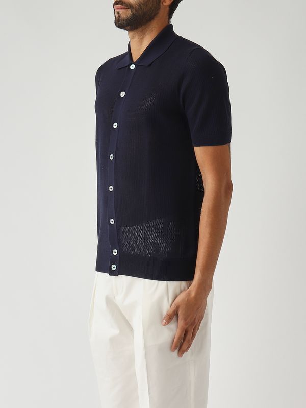 3. Camicia uomo in fresh cotton Blu Navy Gran Sasso 5718020611