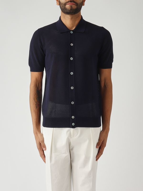 Camisa de hombre de algodón fresco Azul marino Gran Sasso