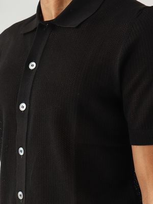 5. Camisa de hombre de algodón fresco Negro