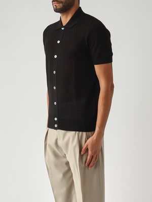 3. Camisa de hombre de algodón fresco Negro