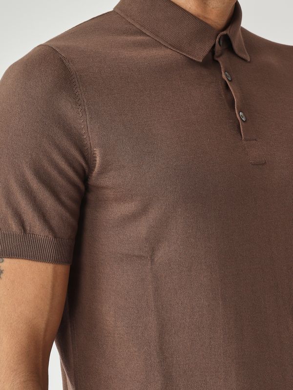5. Polo de hombre en algodón fresco Marrón Gran Sasso 5711920615