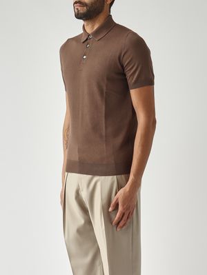 3. Polo de hombre en algodón fresco Marrón
