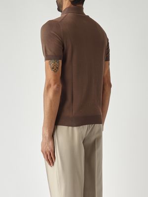 4. Polo de hombre en algodón fresco Marrón