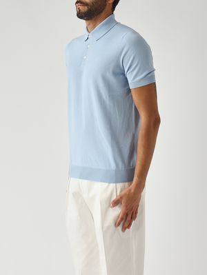 3. Polo de hombre en algodón fresco Azul Celeste