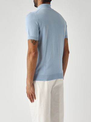 4. Polo de hombre en algodón fresco Azul Celeste
