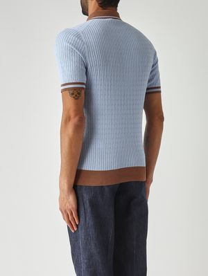 4. Polo de hombre en algodón fresco Celeste