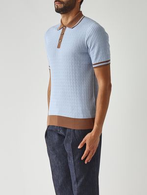 3. Polo de hombre en algodón fresco Celeste