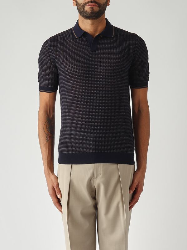 1. Men's fresh cotton polo shirt Navy Gran Sasso 5719120650