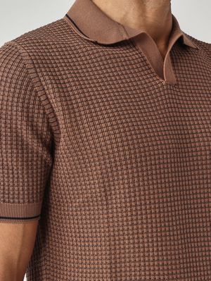 5. Polo de hombre en algodón fresco Tabaco