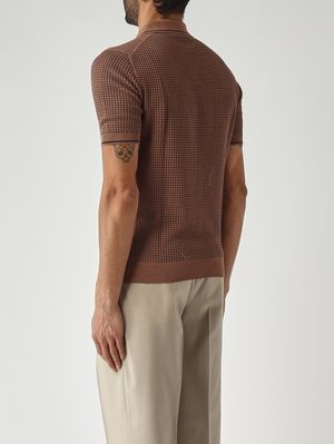 4. Polo de hombre en algodón fresco Tabaco