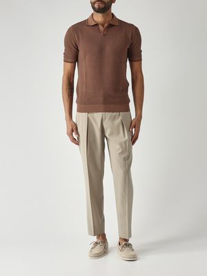 2. Polo de hombre en algodón fresco Tabaco