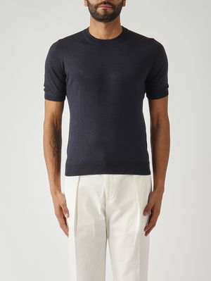 1. Herrenpullover aus Super-Tasmanian-Seide Dunkelmarineblau