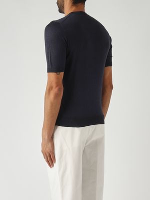 4. Herrenpullover aus Super-Tasmanian-Seide Dunkelmarineblau