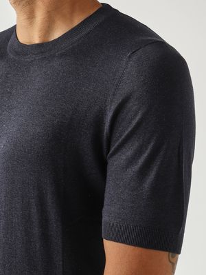 5. Herrenpullover aus Super-Tasmanian-Seide Dunkelmarineblau