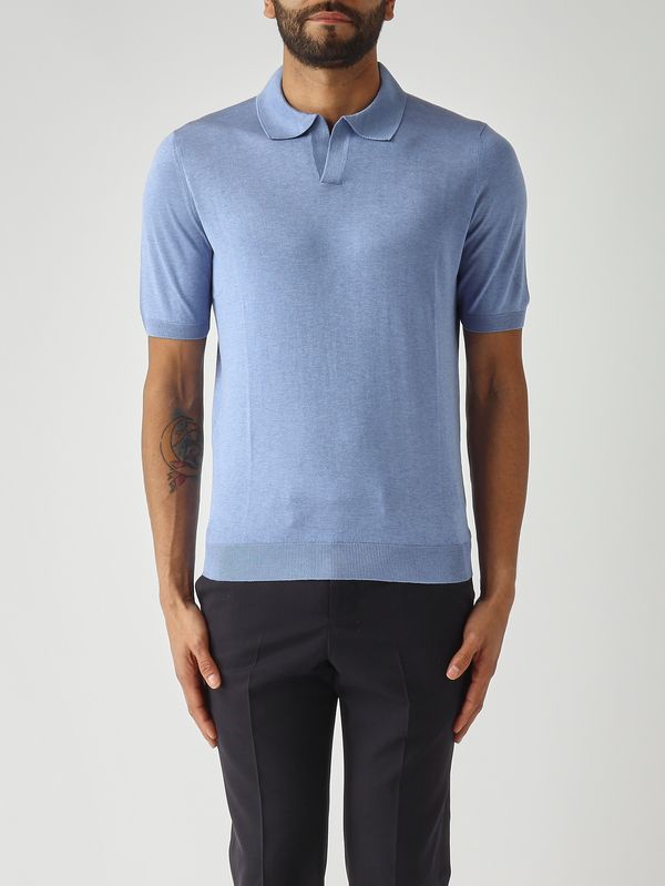 Polo homme en soie bleu ciel Gran Sasso