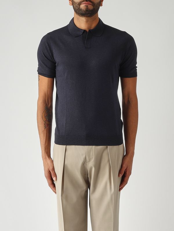 Polo homme en soie Bleu marine Gran Sasso
