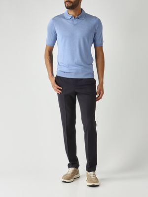 2. Polo homme en soie bleu ciel