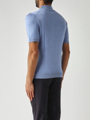 4. Polo homme en soie bleu ciel