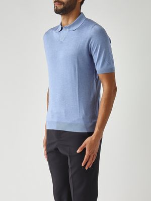 3. Polo homme en soie bleu ciel
