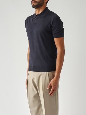 3. Polo uomo in seta Navy