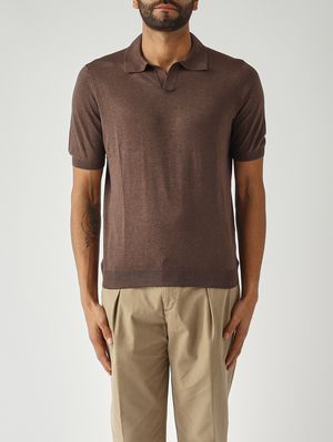 1. Polo uomo in seta Cacao