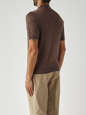 4. Polo uomo in seta Cacao
