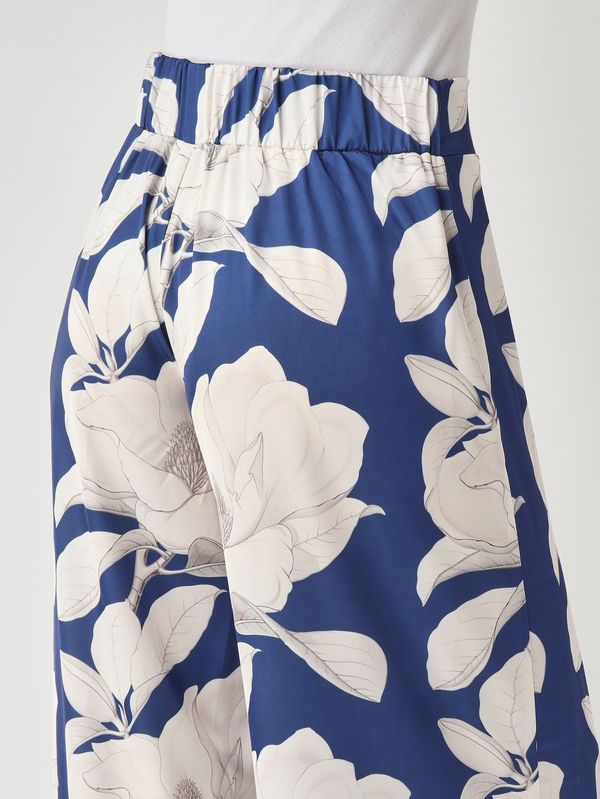 5. Women's satin-effect fabric trousers White-Blue Giada Curti gcr26p189s