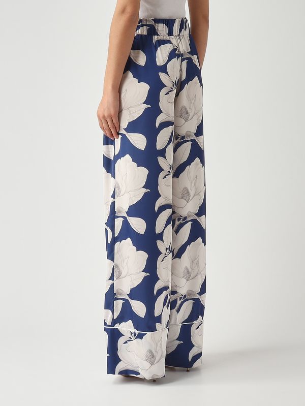 4. Women's satin-effect fabric trousers White-Blue Giada Curti gcr26p189s
