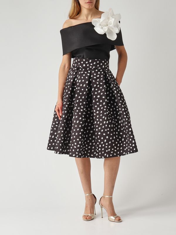 3. Gonna donna L.65 in tessuto duchesse effetto satin Nero-Pois Giada Curti gcr26g189