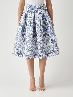 1. Damenrock L.65 aus Duchess-Stoff mit Satin-Effekt Weiß-Blau