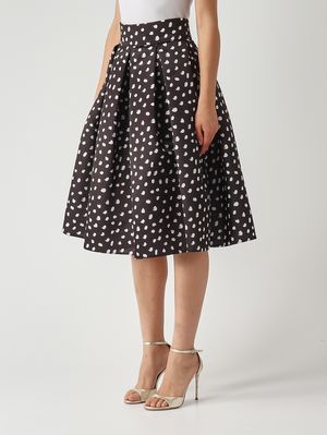 5. Gonna donna L.65 in tessuto duchesse effetto satin Nero-Pois
