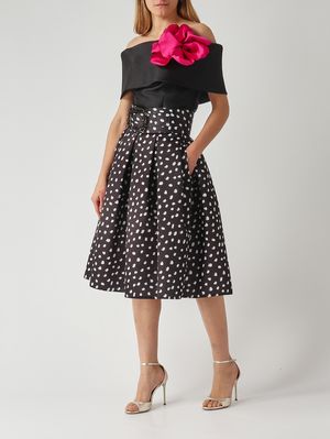 4. Gonna donna L.65 in tessuto duchesse effetto satin Nero-Pois