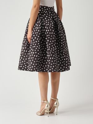 6. Gonna donna L.65 in tessuto duchesse effetto satin Nero-Pois