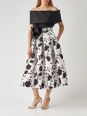 4. Gonna donna L.80 in tessuto effetto taffetà Bianco-Nero