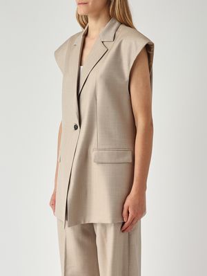 3. Taylor women's wool and silk blend vest Sand