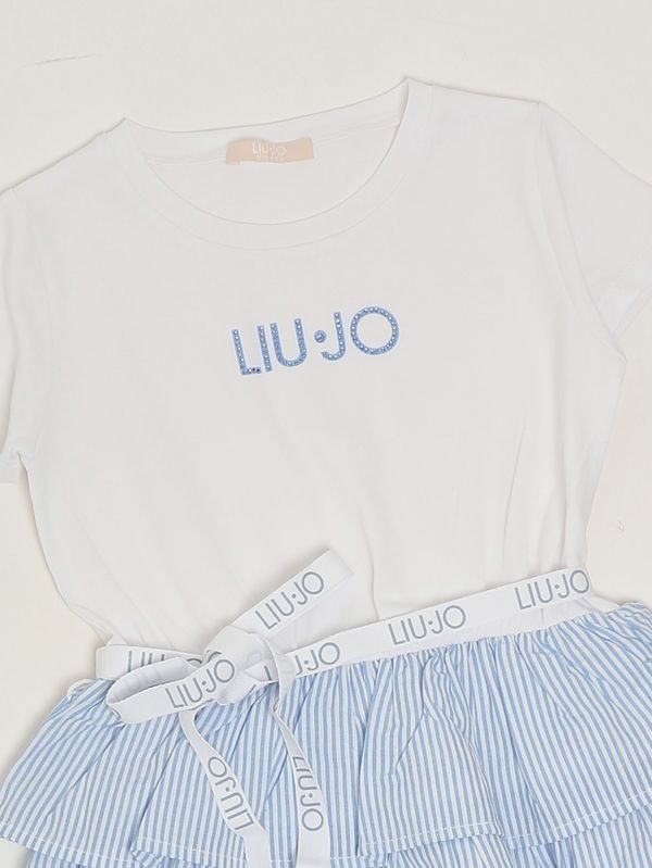 3. Vestido de niña de algodón Blanco y Azul Liu Jo ka6030t340a