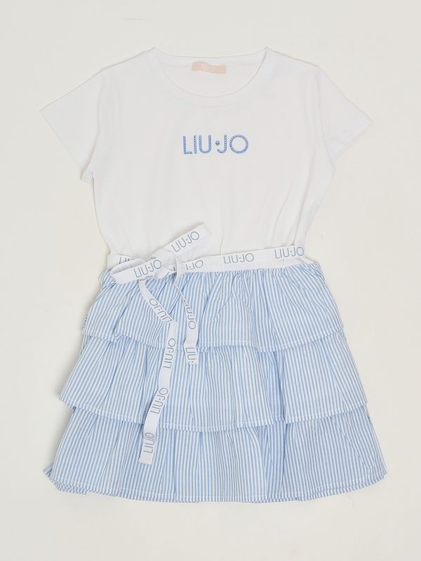 1. Vestido de niña de algodón Blanco y Azul Liu Jo ka6030t340a