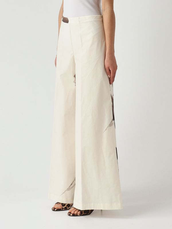 3. Pantalón de mujer de algodón elástico. Marfil-Floral Liviana Conti f6su79