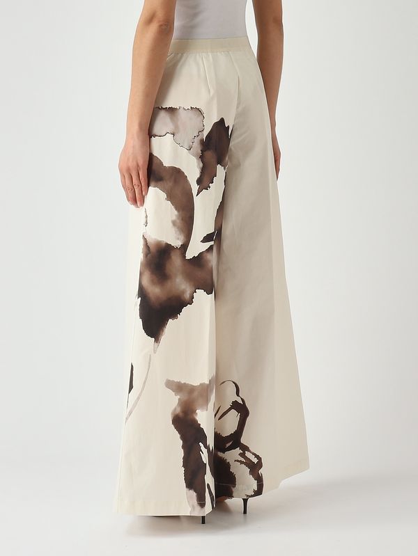 4. Pantalón de mujer de algodón elástico. Marfil-Floral Liviana Conti f6su79