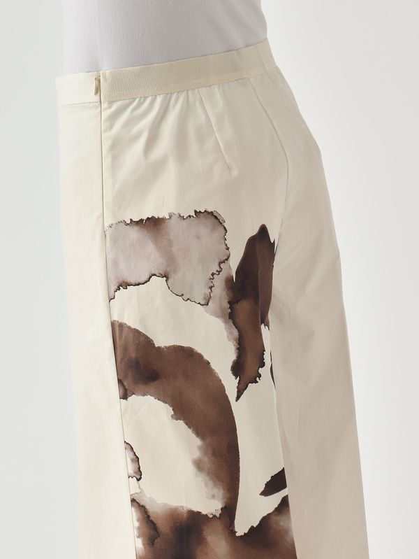 5. Pantalón de mujer de algodón elástico. Marfil-Floral Liviana Conti f6su79