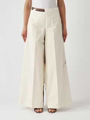 1. Pantalón de mujer de algodón elástico. Marfil-Floral